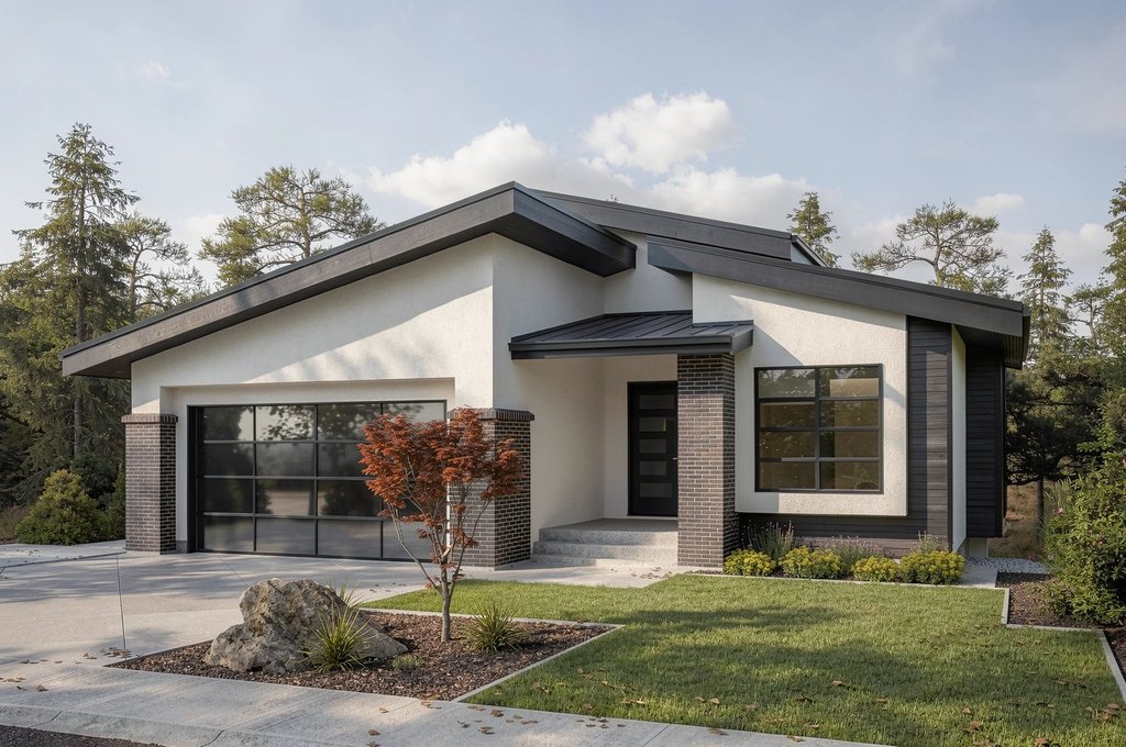 Exterior - Front Elevation 2 for Contemporary House Plan #1100-41 - 2 bed, 2 bath