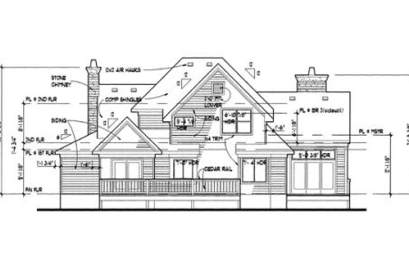 Dream House Plan - Exterior - Rear Elevation for Country House Plan #120-140 - 3 bed, 3 bath