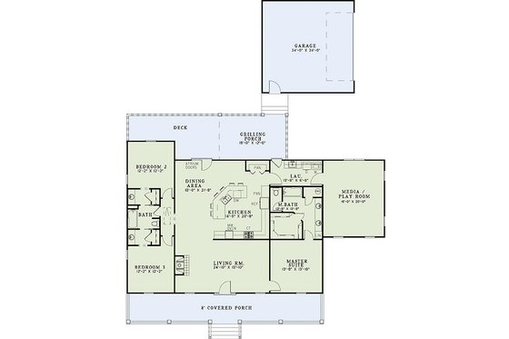 Floor Plan - Main Floor for Southern House Plan #17-2473 - 3 bed, 2 bath