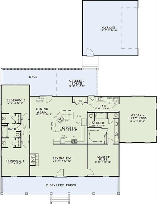 House Plan Design - Southern Floor Plan - Main Floor Plan #17-2473