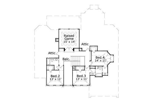 Floor Plan - Upper Floor for Colonial House Plan #411-770 - 4 bed, 3.5 bath