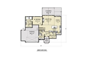 Floor Plan - Main Floor for Craftsman House Plan #1070-64 - 4 bed, 2.5 bath