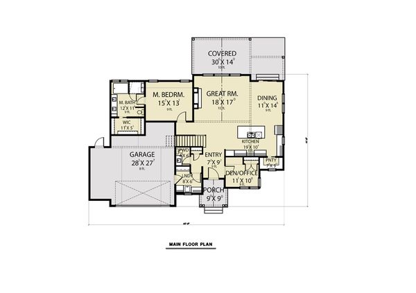 House Blueprint - Craftsman Floor Plan - Main Floor Plan #1070-64