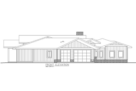 Exterior - Front Elevation 3 for Ranch House Plan #117-874 - 3 bed, 2.5 bath