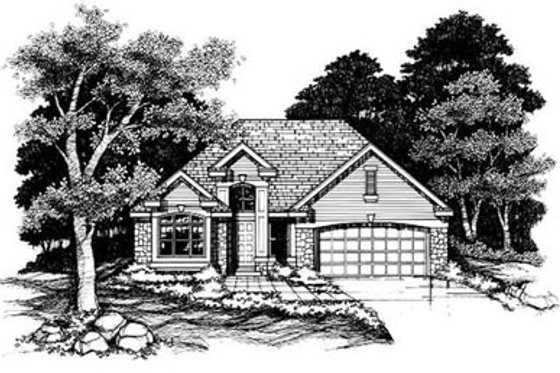 Exterior - Front Elevation for Traditional House Plan #50-170 - 3 bed, 2 bath