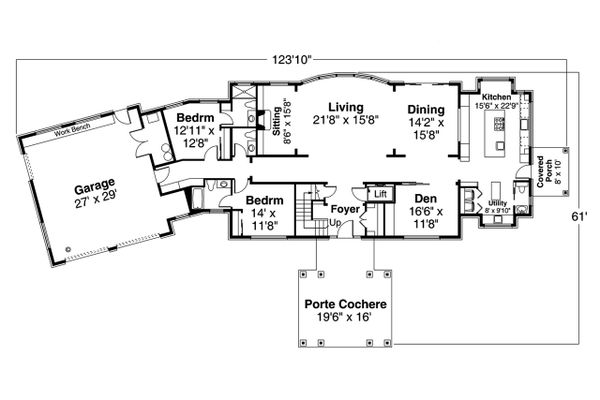 House Blueprint - Colonial Floor Plan - Main Floor Plan #124-1230