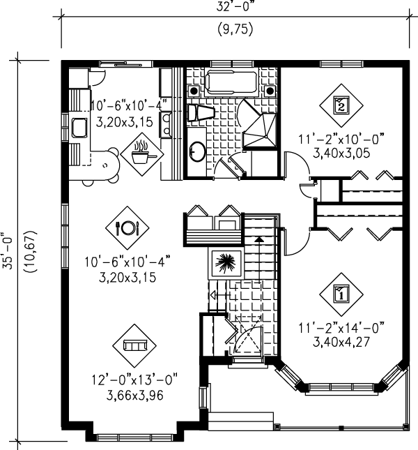 Cottage Floor Plan - Main Floor Plan #25-153