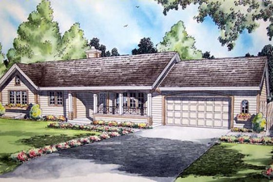Exterior - Front Elevation for Traditional House Plan #312-333 - 3 bed, 2 bath
