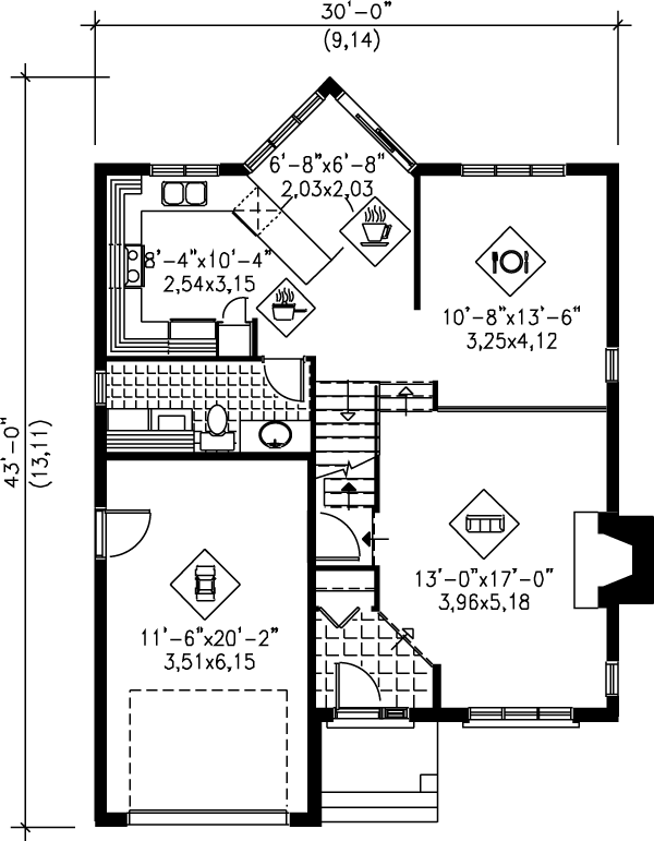 House Plan Design - European Floor Plan - Main Floor Plan #25-2262