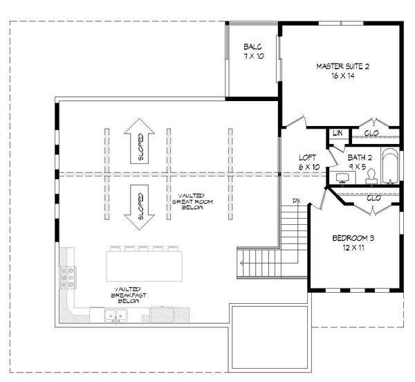 House Blueprint - Cabin Floor Plan - Upper Floor Plan #932-49