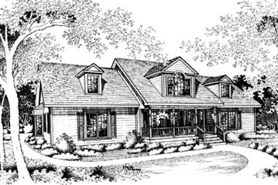 Exterior - Front Elevation for Traditional House Plan #10-244 - 3 bed, 2 bath