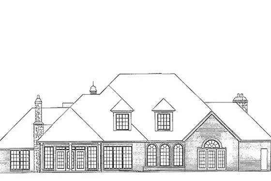 Exterior - Rear Elevation for European House Plan #310-194 - 4 bed, 3.5 bath