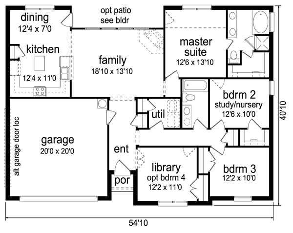 House Design - Ranch Floor Plan - Main Floor Plan #84-549