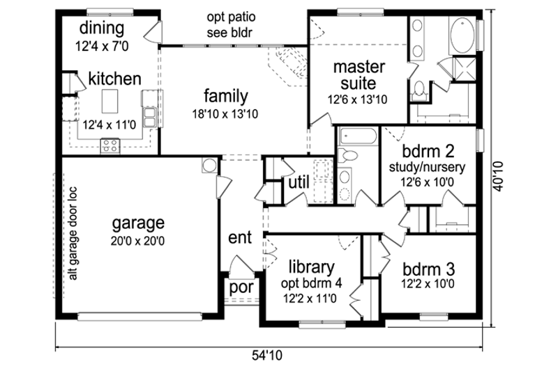 House Plan Design - Floor Plan - Main Floor for Ranch House Plan #84-549 - 3 bed, 2 bath