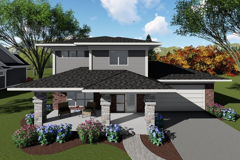 Dream House Plan - Modern Exterior - Front Elevation Plan #70-1413