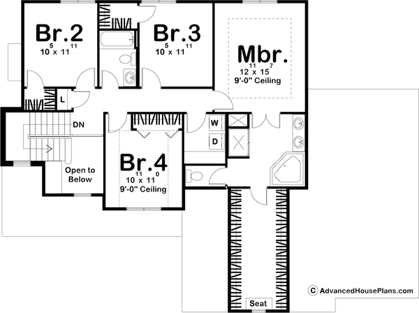 Architectural House Design - Craftsman Floor Plan - Upper Floor Plan #455-74