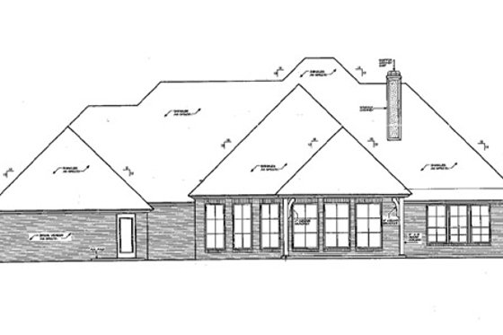 Exterior - Rear Elevation for European House Plan #310-362 - 4 bed, 2.5 bath