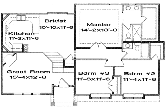 Floor Plan - Main Floor for European House Plan #6-177 - 3 bed, 2 bath