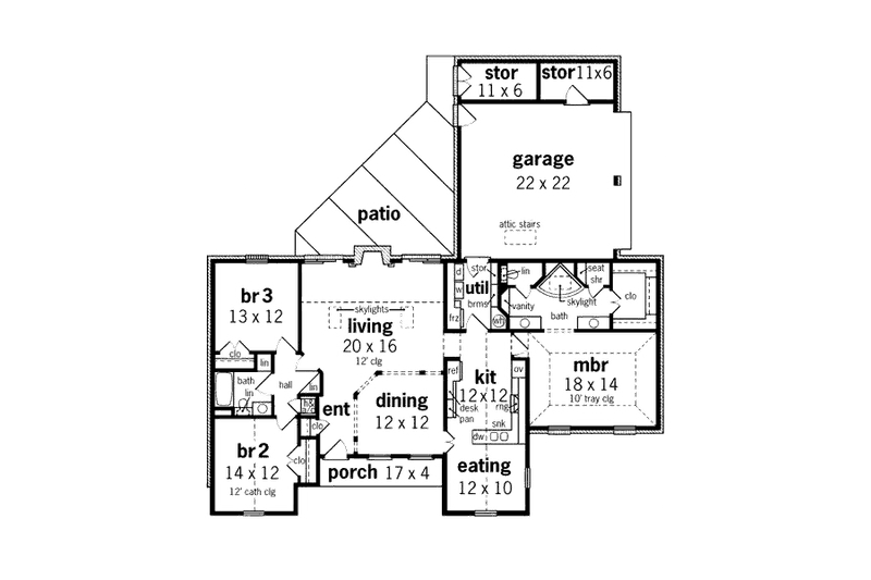 Home Plan - Floor Plan - Main Floor for European House Plan #45-361 - 3 bed, 2 bath