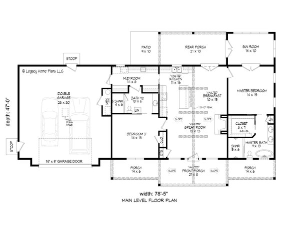 Ranch Floor Plan - Main Floor Plan #932-737