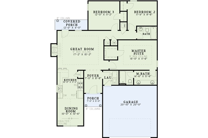 House Blueprint - Floor Plan - Main Floor for Traditional House Plan #17-153 - 3 bed, 2 bath