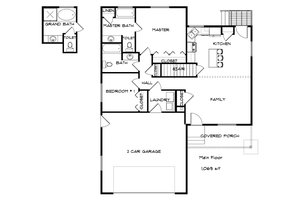 Floor Plan - Main Floor for Traditional House Plan #1060-54 - 4 bed, 3 bath