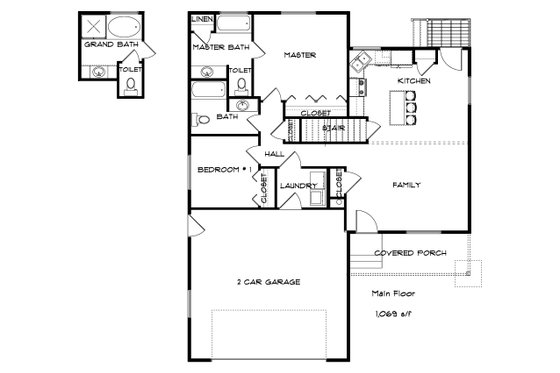 Floor Plan - Main Floor for Traditional House Plan #1060-54 - 4 bed, 3 bath