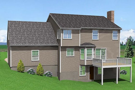 Exterior - Rear Elevation for Farmhouse House Plan #75-141 - 3 bed, 2.5 bath