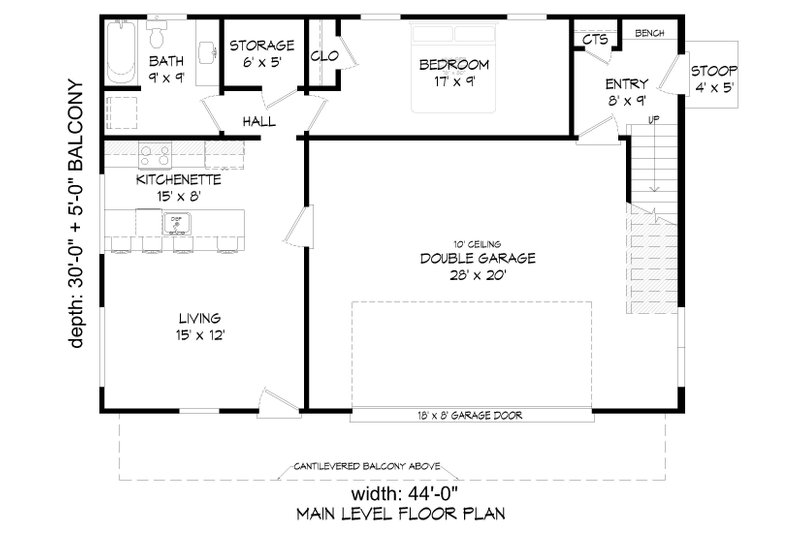 Architectural House Design - Floor Plan - Main Floor for Country House Plan #932-1299 - 3 bed, 2 bath