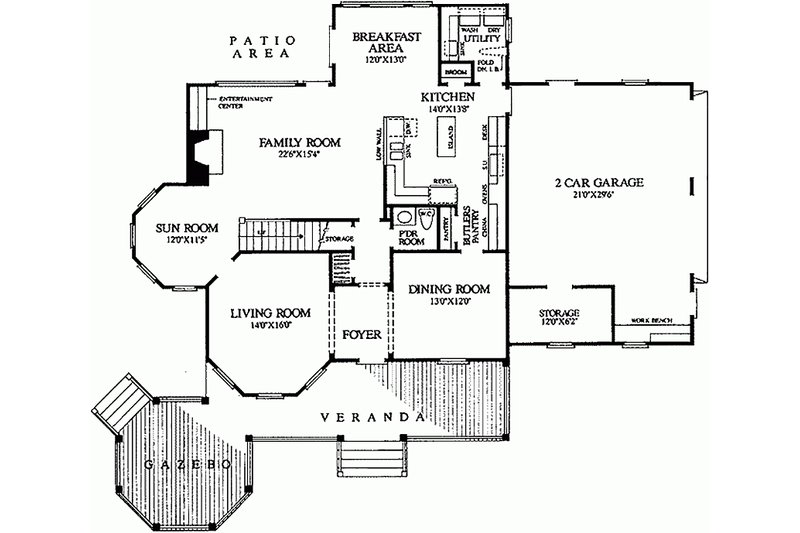 Architectural House Design - Floor Plan - Main Floor for Victorian House Plan #137-249 - 4 bed, 3.5 bath