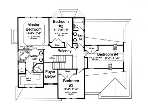 Floor Plan - Upper Floor for Farmhouse House Plan #46-907 - 4 bed, 2.5 bath