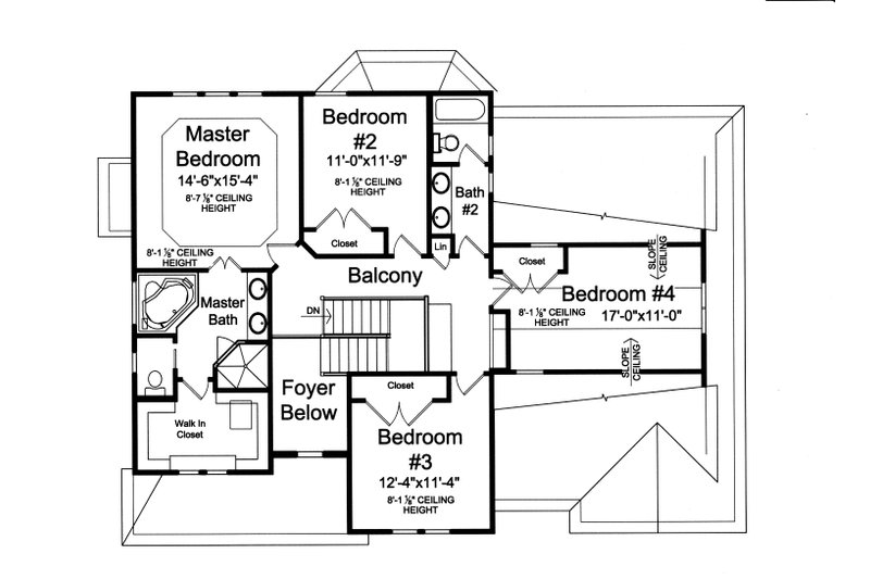 Dream House Plan - Floor Plan - Upper Floor for Farmhouse House Plan #46-907 - 4 bed, 2.5 bath