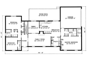 Floor Plan - Main Floor for Traditional House Plan #10-149 - 3 bed, 2 bath