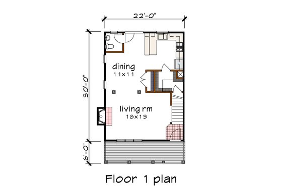 Floor Plan - Main Floor for Farmhouse House Plan #79-172 - 3 bed, 2.5 bath