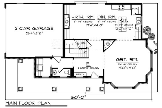 Floor Plan - Main Floor for Country House Plan #70-1222 - 3 bed, 2.5 bath