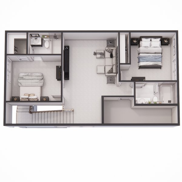 Floor Plan - Upper Floor 1 for Farmhouse House Plan #51-1523 - 3 bed, 3.5 bath