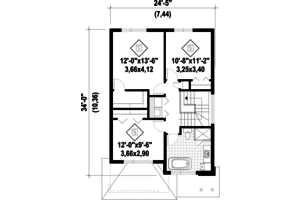 Floor Plan - Upper Floor for Contemporary House Plan #25-4377 - 3 bed, 1 bath