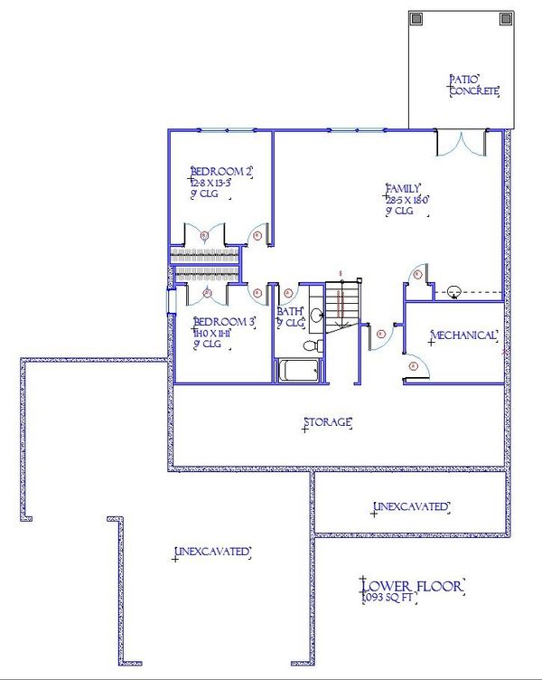 Home Plan - Traditional Floor Plan - Lower Floor Plan #901-144