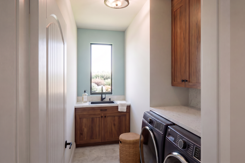 House Blueprint - Interior - Laundry for European House Plan #1099-20 - 3 bed, 2.5 bath