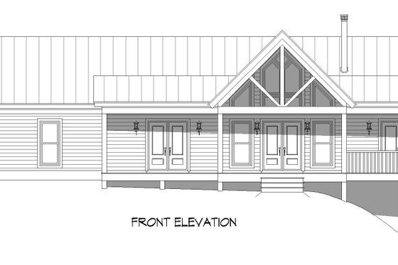 Exterior - Front Elevation 3 for Southern House Plan #932-900 - 2 bed, 2 bath