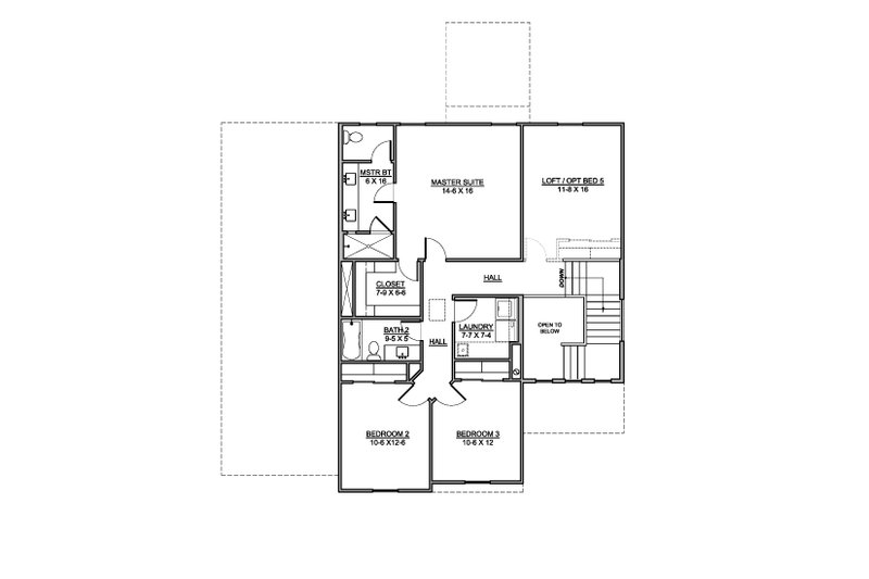 House Blueprint - Floor Plan - Upper Floor for Mediterranean House Plan #1073-21 - 4 bed, 3.5 bath