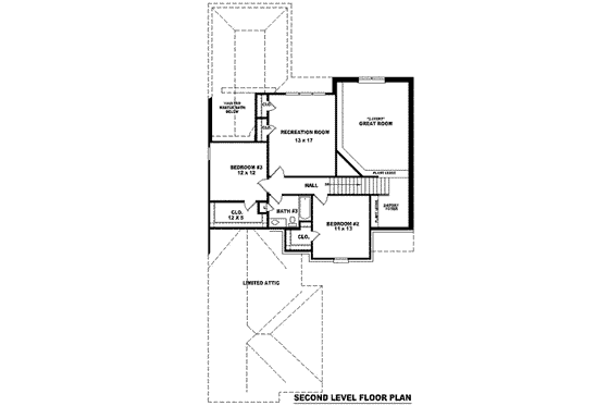 Floor Plan - Upper Floor for European House Plan #81-999 - 3 bed, 3 bath