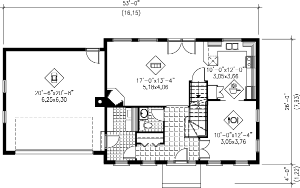 Colonial Floor Plan - Main Floor Plan #25-278