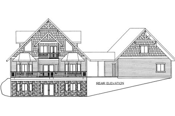 Exterior - Rear Elevation for Bungalow House Plan #117-626 - 4 bed, 5 bath