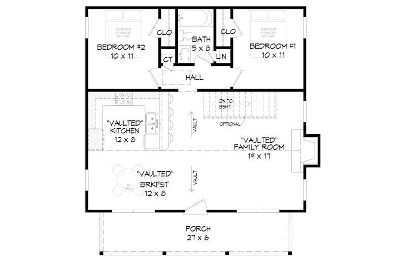 Dream House Plan - Floor Plan - Main Floor for Traditional House Plan #932-525 - 2 bed, 1 bath