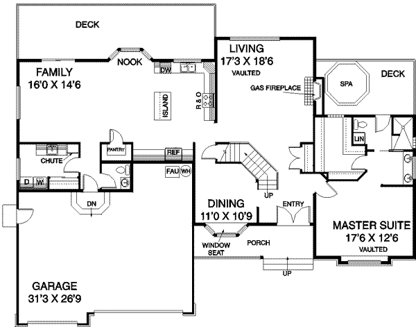 House Blueprint - Traditional Floor Plan - Main Floor Plan #60-262