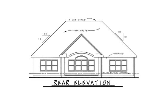 Exterior - Rear Elevation for European House Plan #20-1851 - 3 bed, 3 bath