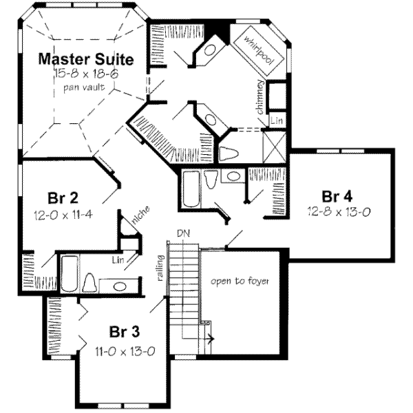 Traditional Floor Plan - Upper Floor Plan #312-148