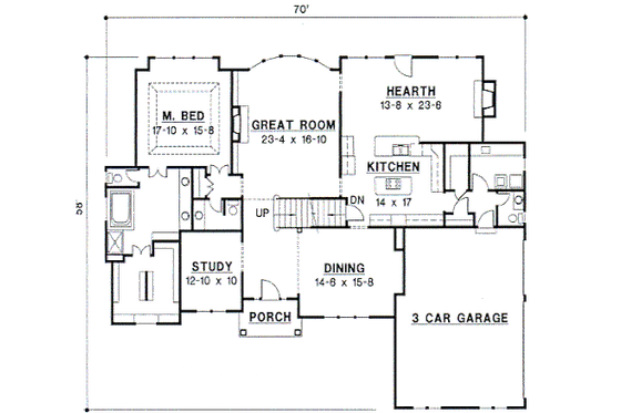 Floor Plan - Main Floor for European House Plan #67-280 - 4 bed, 4 bath