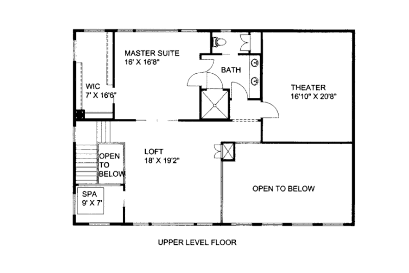 Architectural House Design - Floor Plan - Upper Floor for Mediterranean House Plan #117-706 - 2 bed, 2 bath